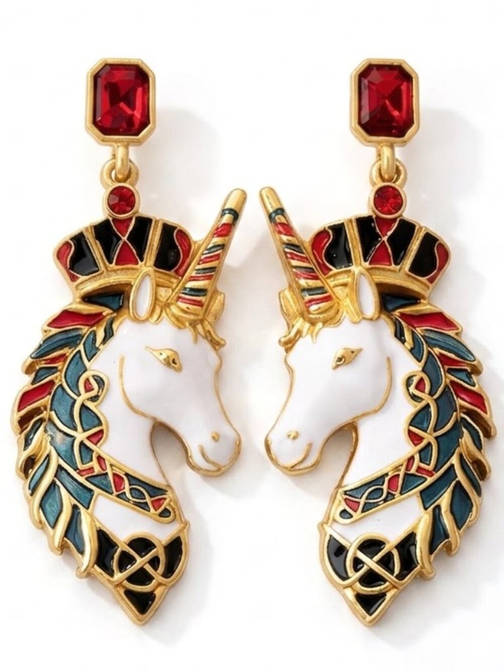 🆕️ 18K Gold Plated + 925 Sterling Silver Vintage Style Unicorn Earrings NWT